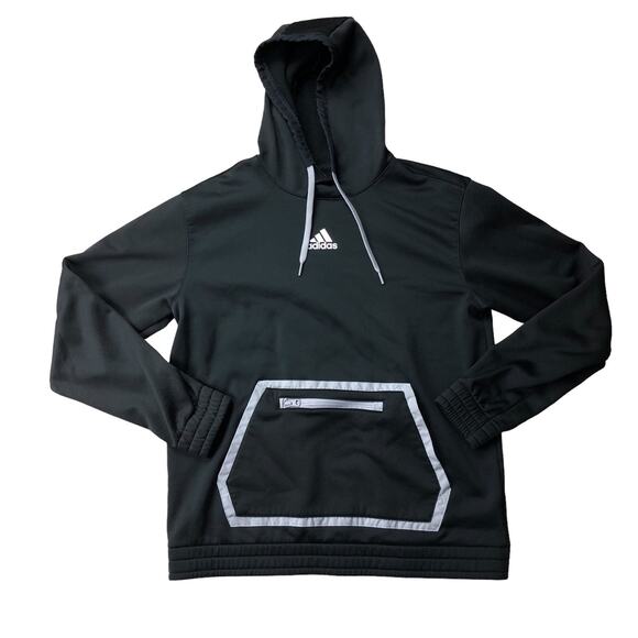 Adidas pull over hoodie, front kangaroo pocket zipped pocket size large - Picture 1 of 6